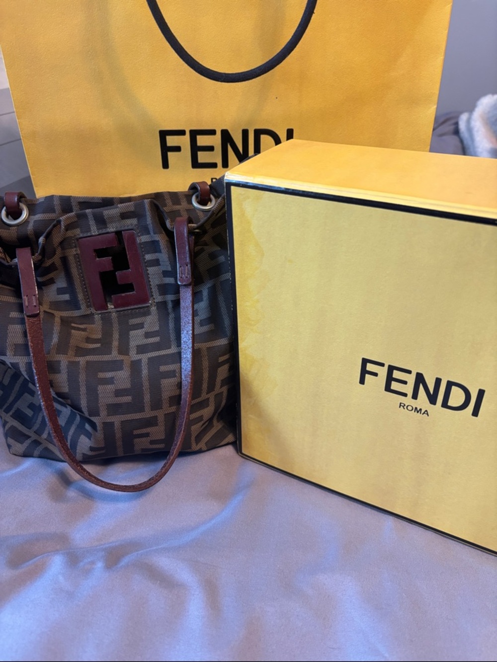 Fendi Brown Zucca Monogram Canvas Mini Tote with Leather Handles - Picture 13 of 16